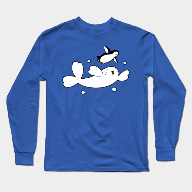 Harp Seal and Penguin Long Sleeve T-Shirt by saradaboru